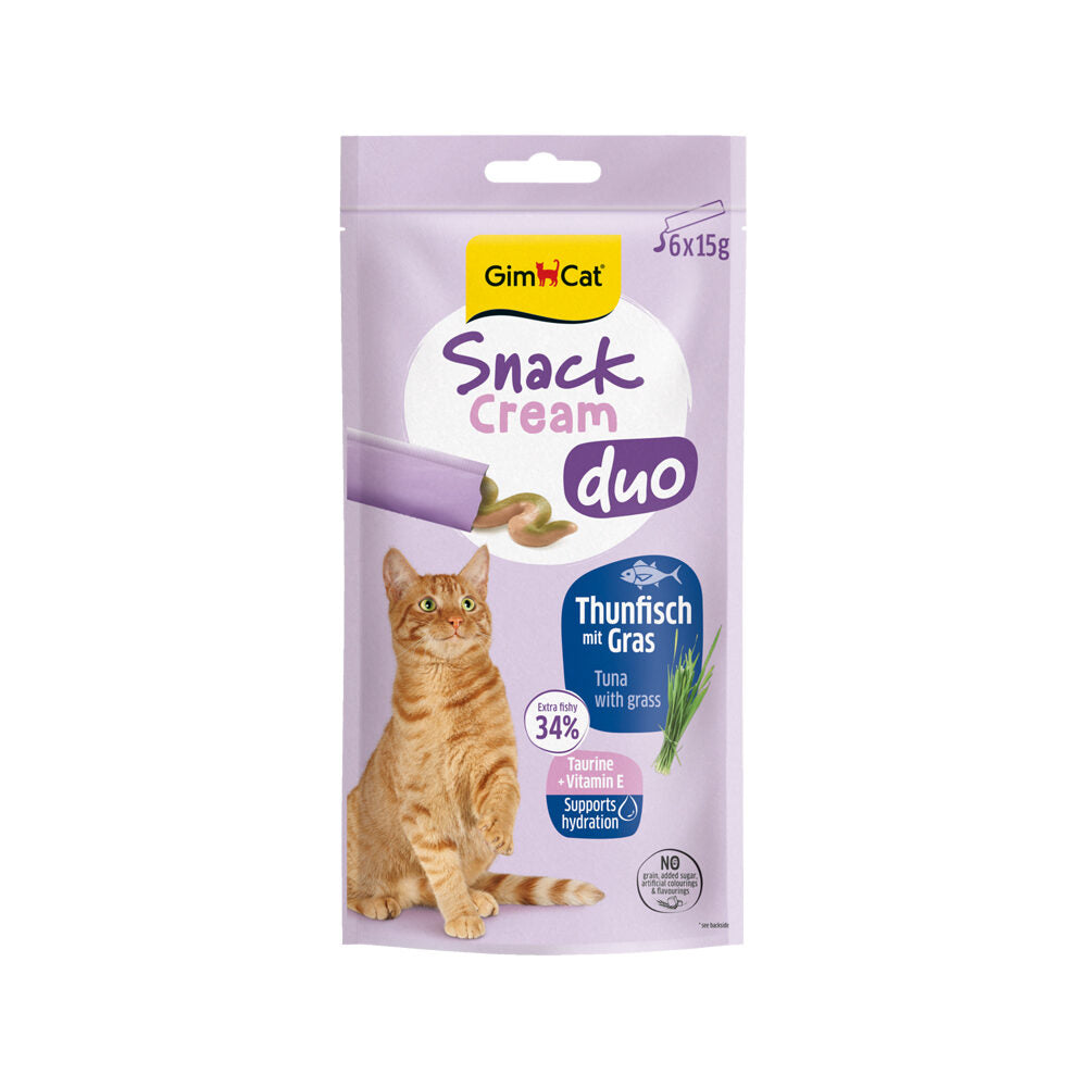 GimCat Snack Cream Thunfisch mit Gras – 6 x 15 g