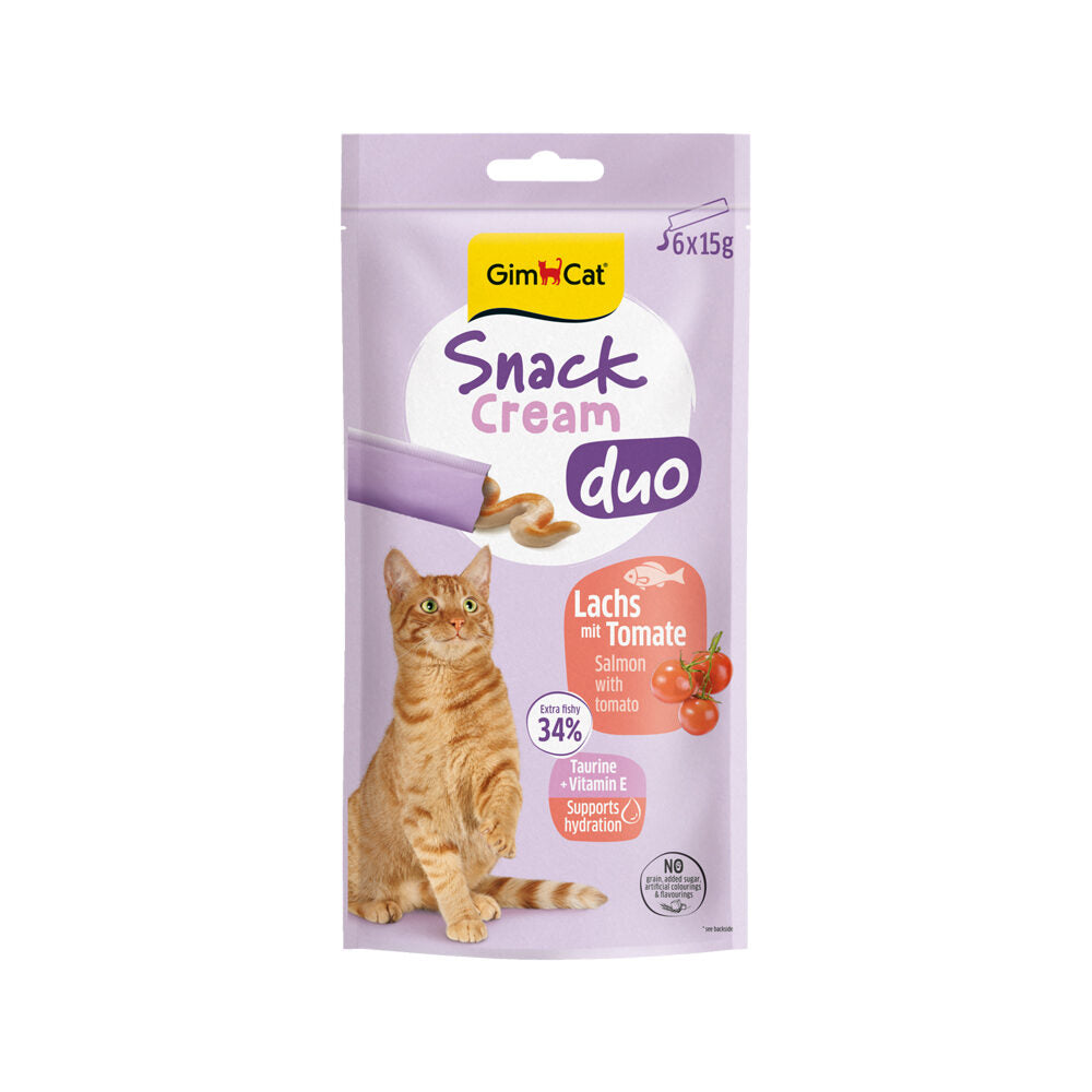 GimCat Snack Cream Lachs mit Tomate – 6 x 15 g