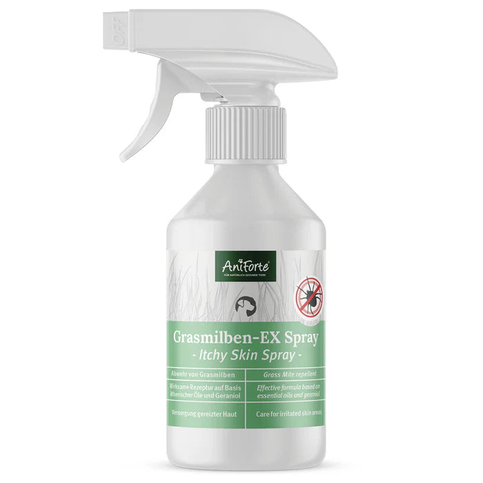 AniForte Grasmilben-EX Spray - Repellent zur Grasmilbenabwehr mit Pflege gereizter Hautstellen, für Hunde