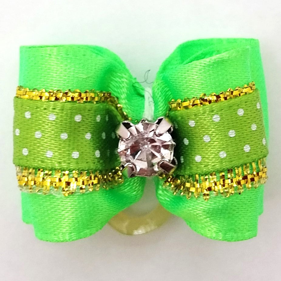 Show Tech Hundeschleifen Pet Bows gestärkt, verschiedene Farben mit Strassstein und Gummiband, ca. 3cm