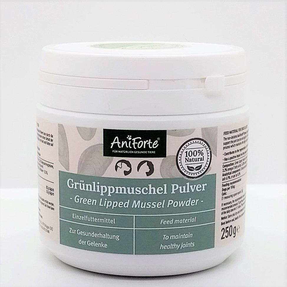 AniForte® Grünlippmuschelpulver, Gesunde Gelenk- und Knorpelfunktion für Hund & Katze