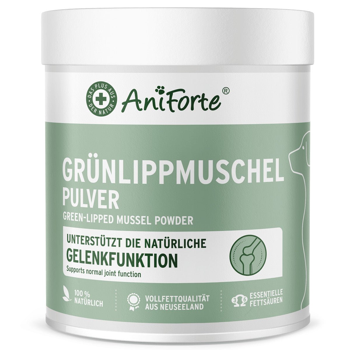 AniForte® Grünlippmuschelpulver, Gesunde Gelenk- und Knorpelfunktion für Hund & Katze