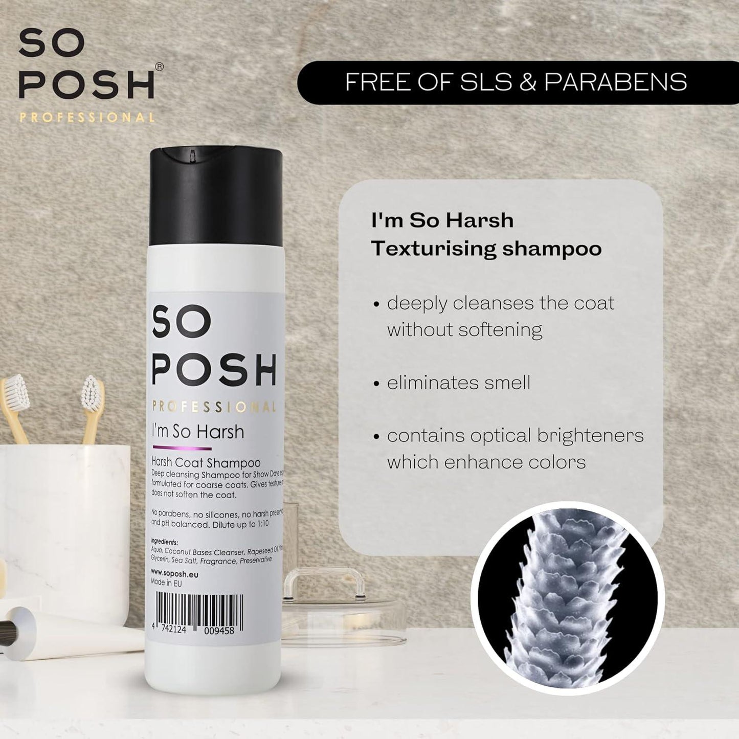 So Posh I'm So Harsh Shampoo Texturierendes Shampoo für kräftiges Hundefell
