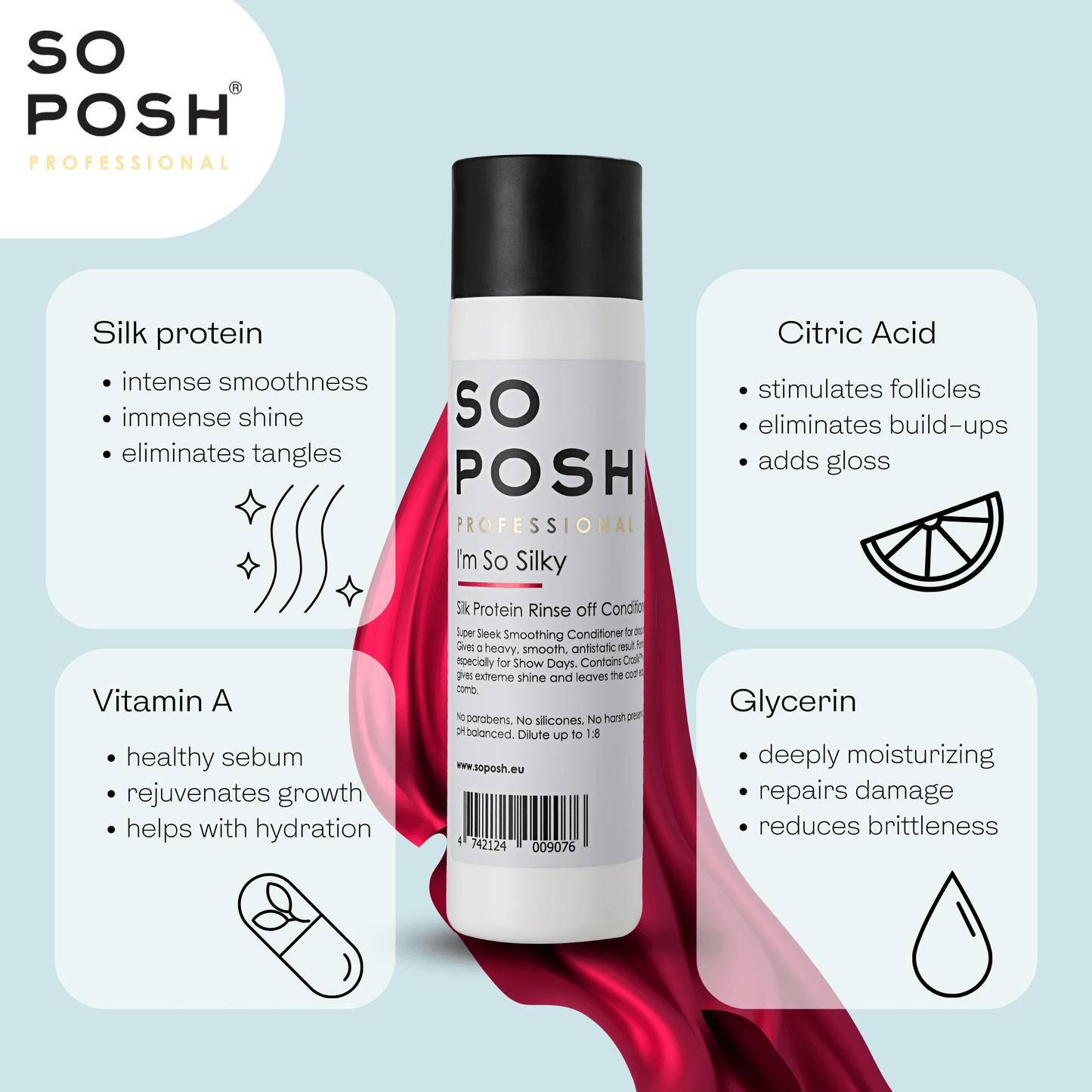 So Posh I'm So Silky Rinse-off Conditioner Pflege für Hunde mit Seidenprotein