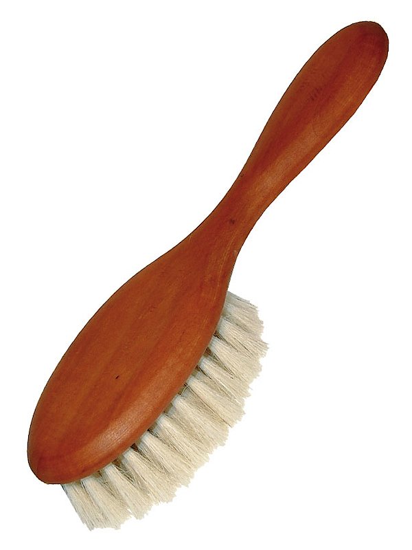 Keller Bürsten - Babyhaarbürste, Puder-, Gesichtsbürste aus Birnbaumholz und weichem Ziegenhaar
