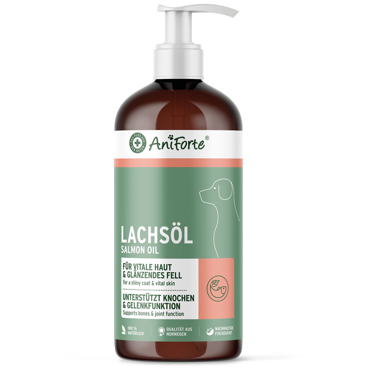 AniForte® Lachsöl unterstützt die Haut & glänzendes Fell für Hund, Katze und Pferd
