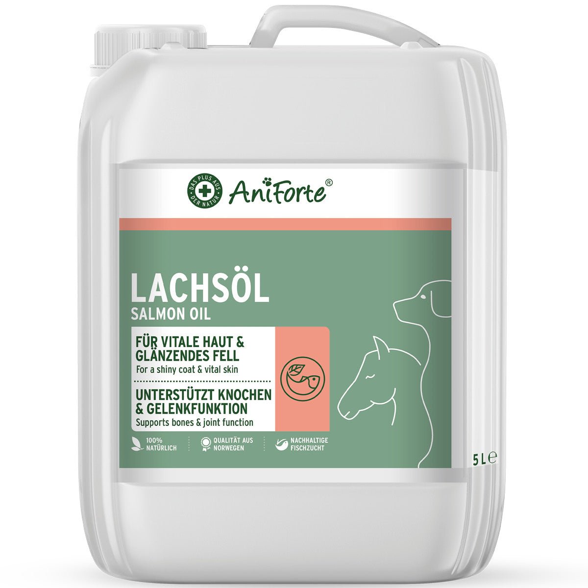 AniForte® Lachsöl unterstützt die Haut & glänzendes Fell für Hund, Katze und Pferd