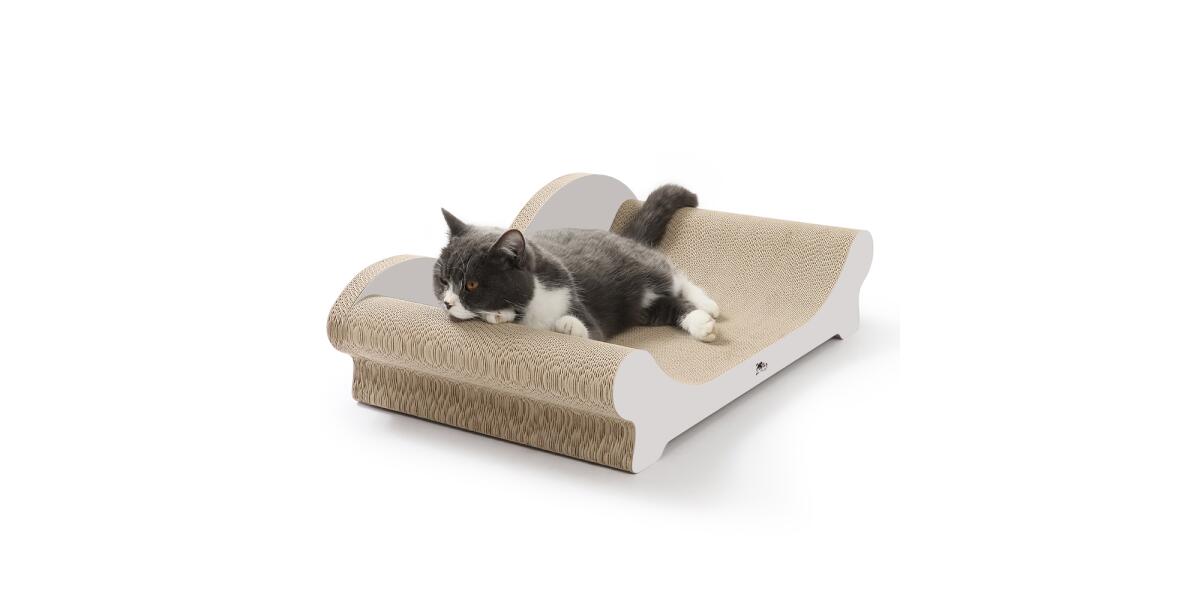Liegesofa aus Wellpappe mit Katze