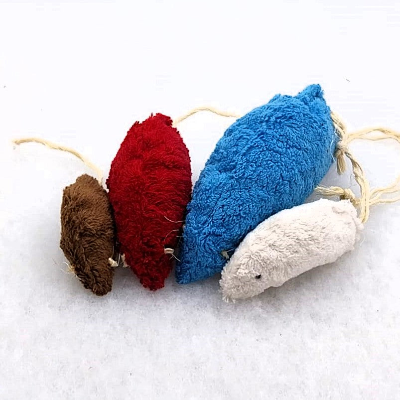 Katzenspielzeug Stinkiemäuse - neuer Look-, Handarbeit mit Bio-Catnipfüllung, Katzenspielzeug, Cat Toy