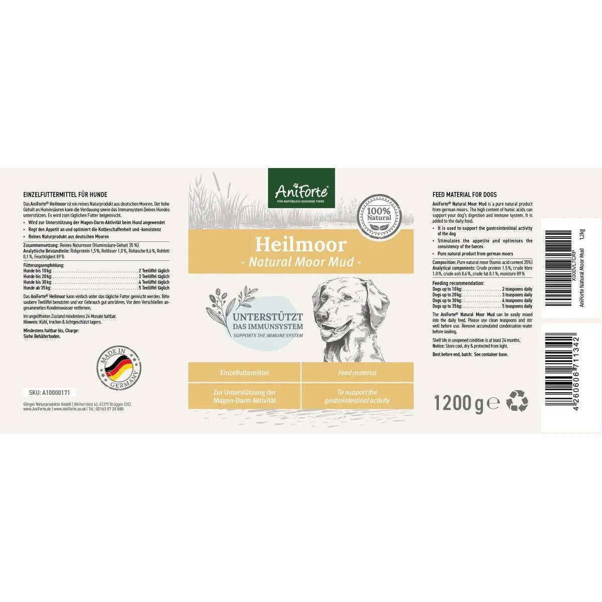 AniForte Naturmoor - ehemals Heilmoor für Hunde und Katzen - Für festeren Kot & gute Verdauung, appetitanregend