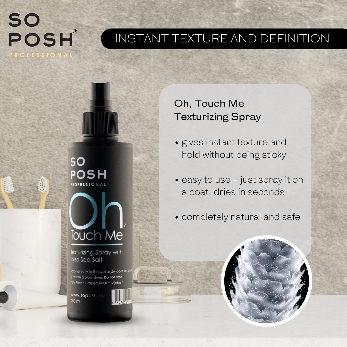 So Posh Oh, Touch Me Texturizing Spray für Hunde Textur & Halt für jedes Fell
