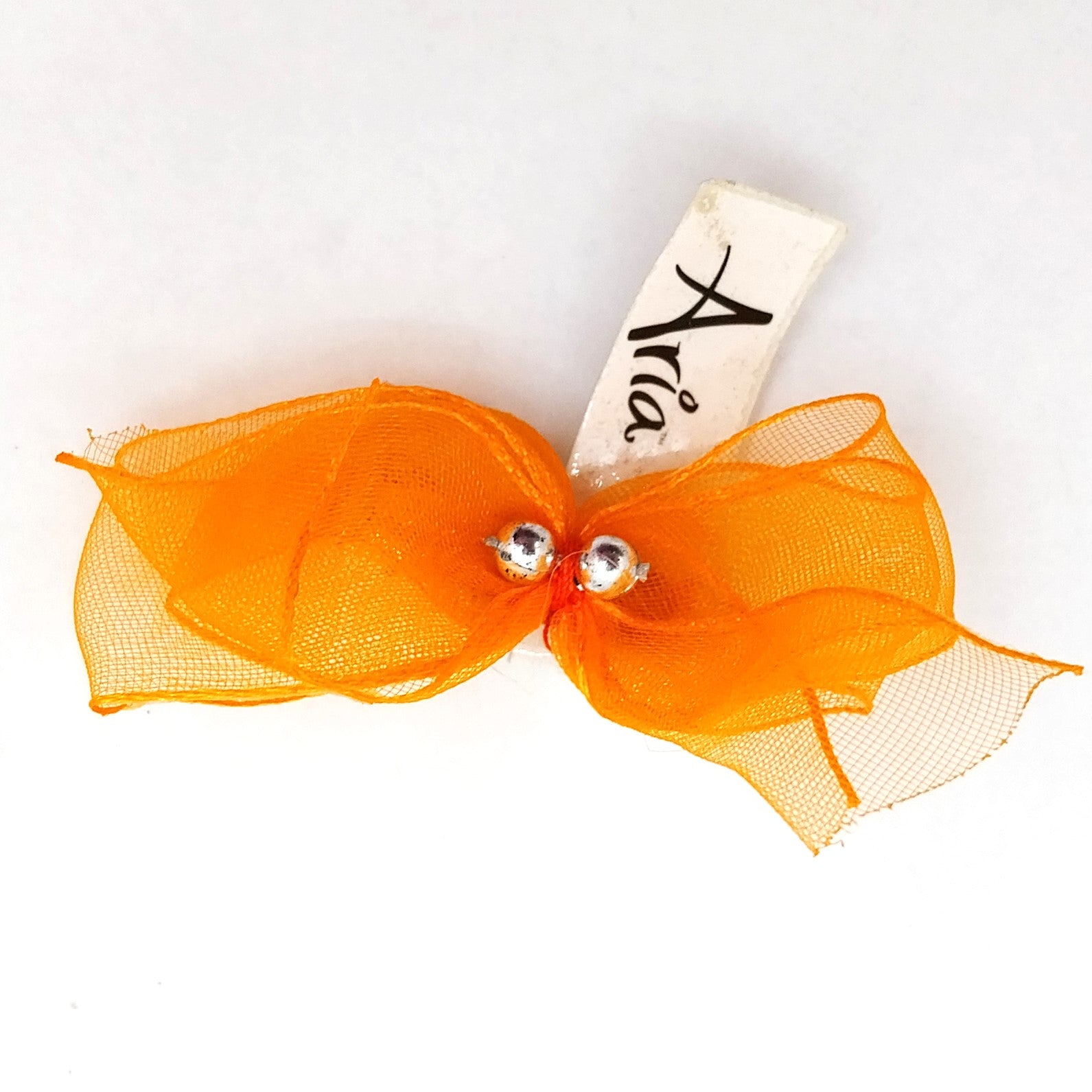 Aria Chiffon Party Bows, Aria Chiffon-Partyschleifen für Hunde mit silbernen Perlen und Federclip