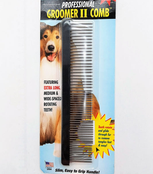 Untangler Professional Groomer II Comb, zweigeteilter Profikamm mit extralangen rotierenden Pins