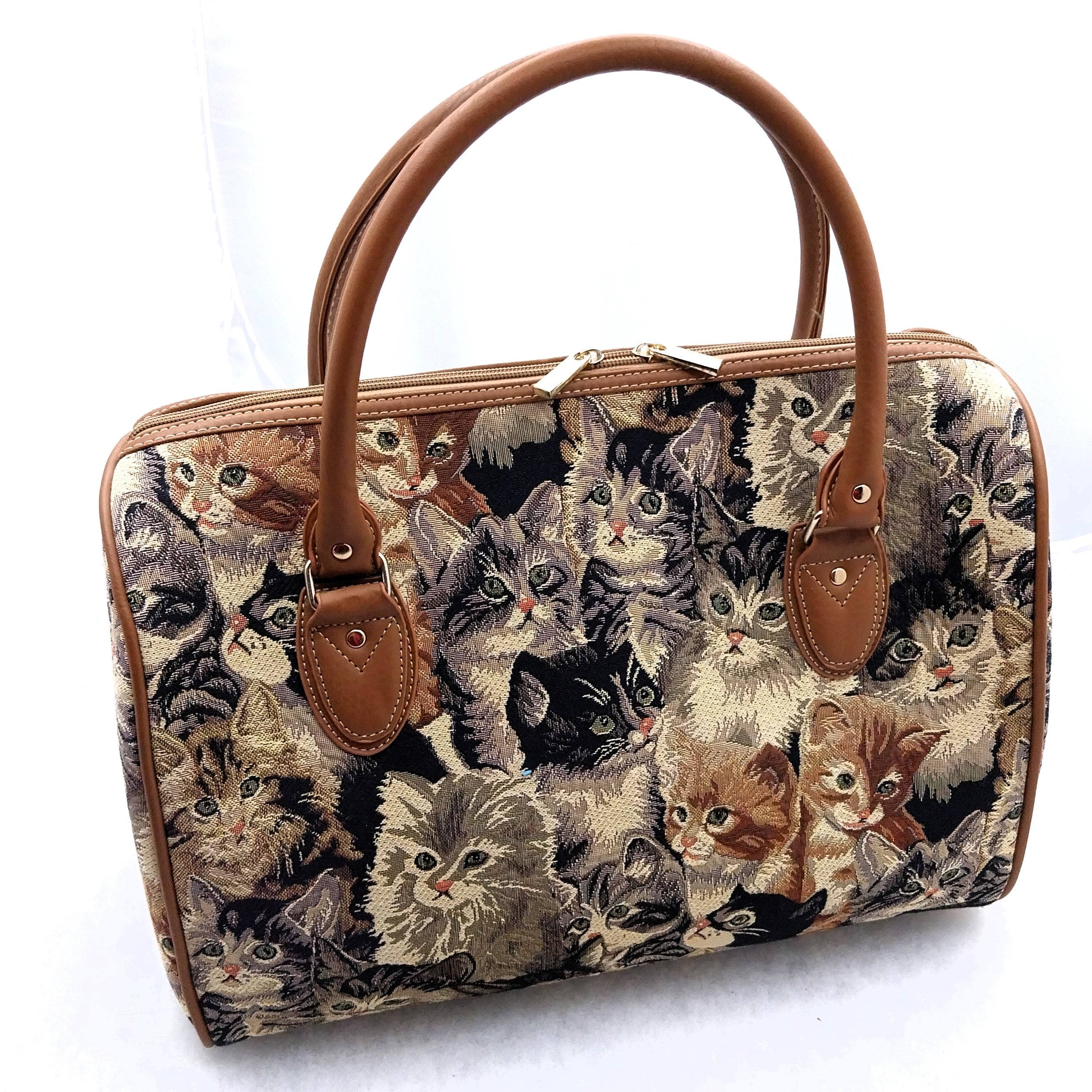 Signare Taschen, Kissenhüllen mit Katzenmotiv Handtaschen Reisetaschen Gobelin-Leder