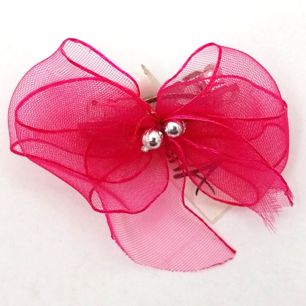 Aria Chiffon Party Bows, Aria Chiffon-Partyschleifen für Hunde mit silbernen Perlen und Federclip