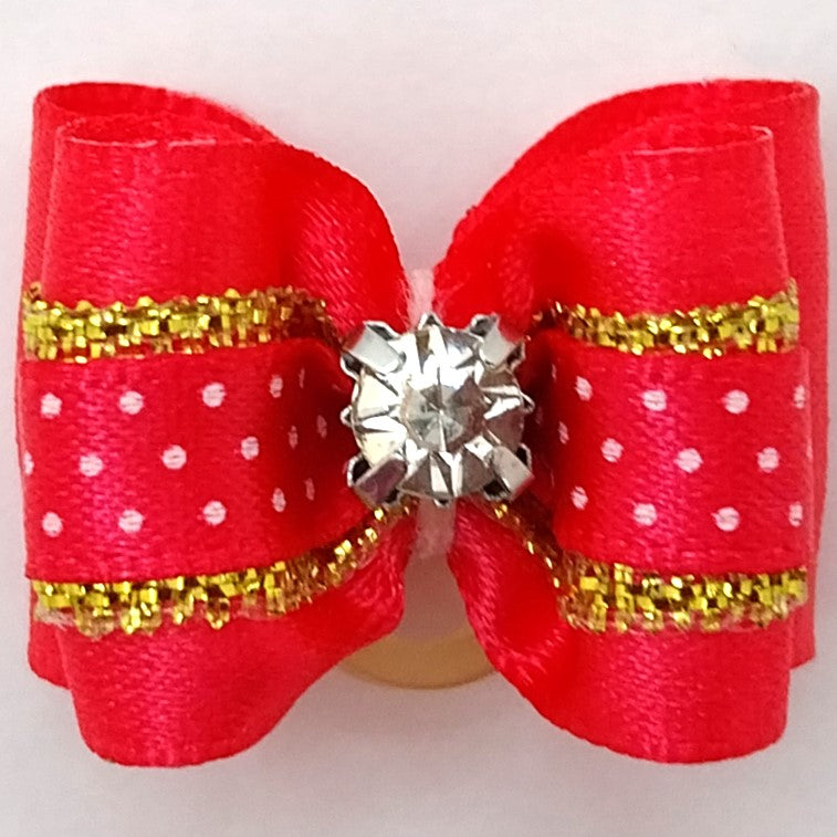 Show Tech Hundeschleifen Pet Bows gestärkt, verschiedene Farben mit Strassstein und Gummiband, ca. 3cm