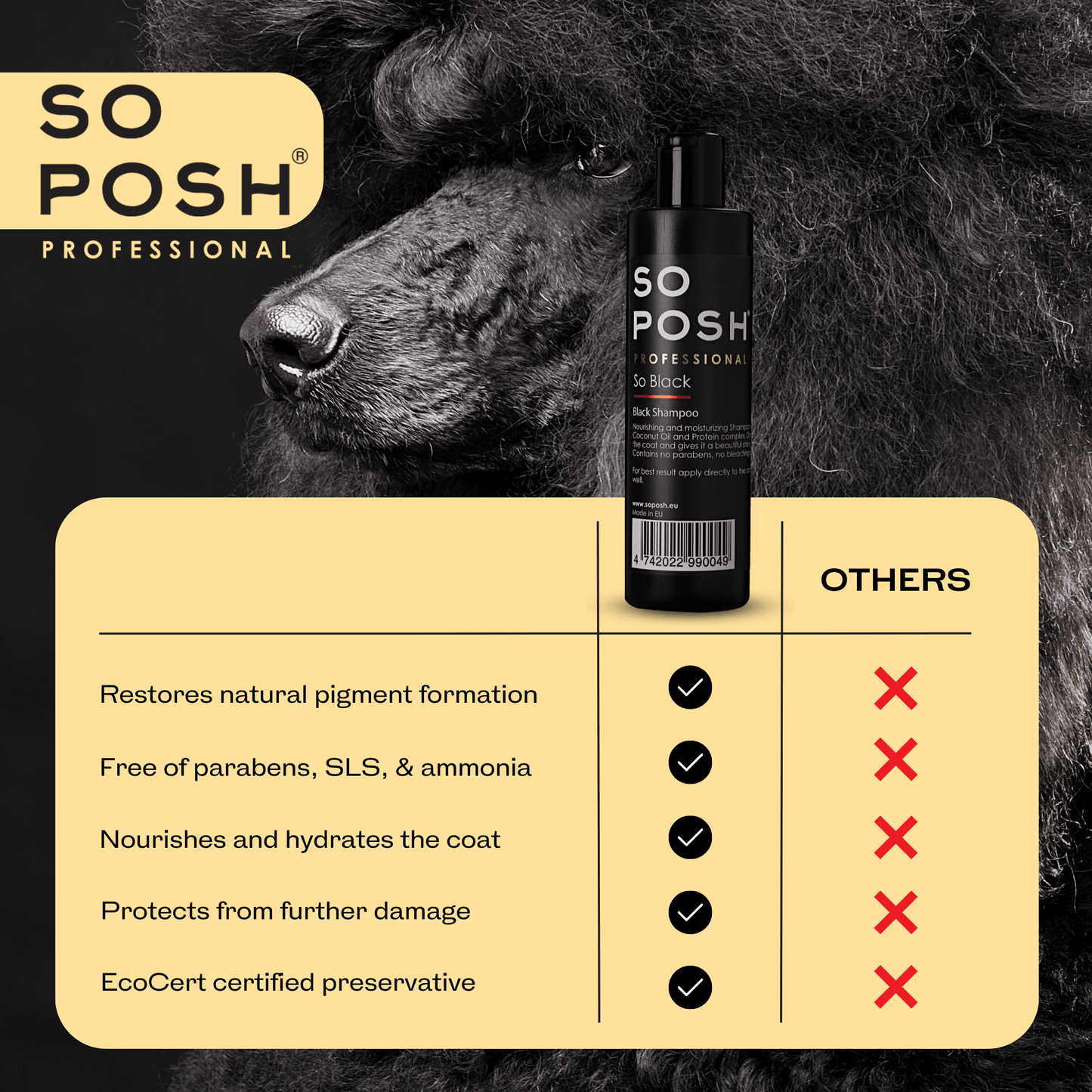 So Posh So Black Shampoo - Intensivpflege für schwarzes Fell mit Kokosöl & Protein