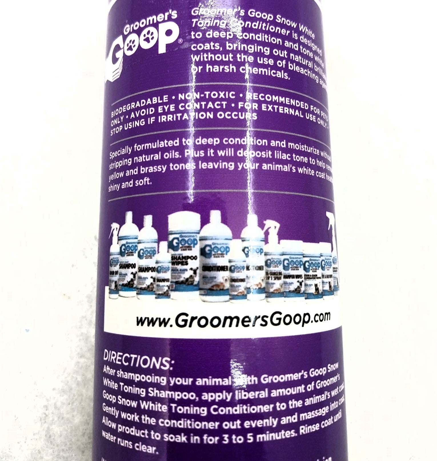 Groomer’s Goop Snow White Toning Shampoo & Conditioner – Aufhellende Fellpflege (473 ml)