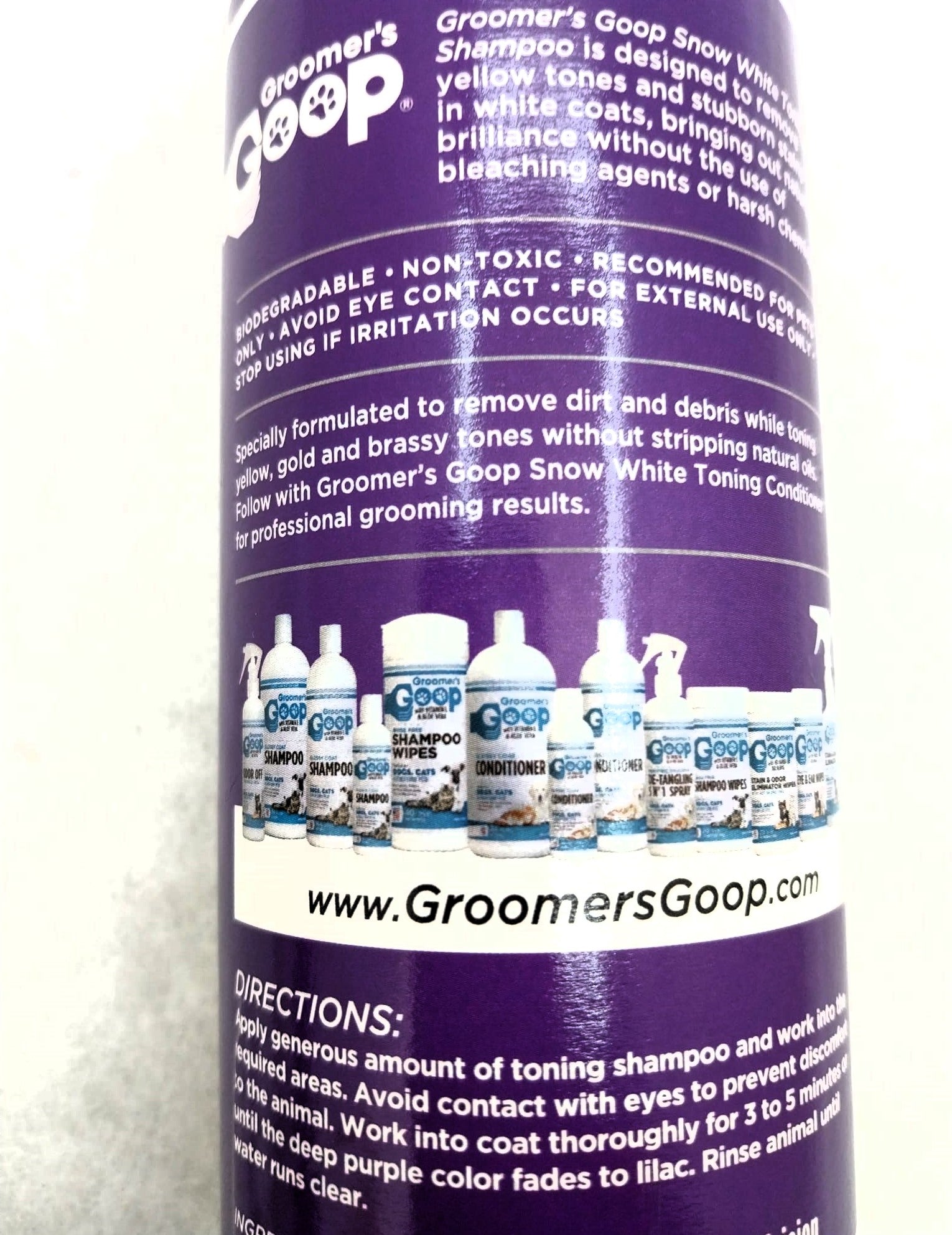 Groomer’s Goop Snow White Toning Shampoo & Conditioner – Aufhellende Fellpflege (473 ml)