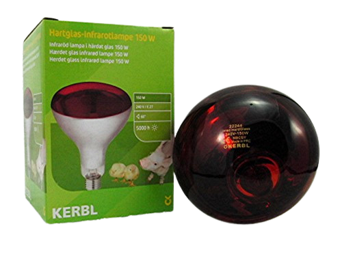 Kerbl Infrarotlampe Hartglas, Wärmelampe IR 150W E27 230-250V