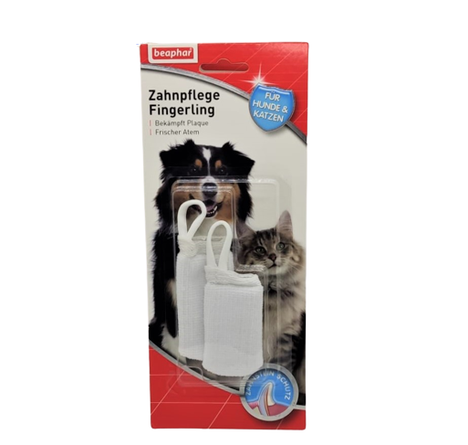 Beaphar Zahnpflege Fingerling, reinigt die Zähne von Hunden und Katzen, Inhalt 2 Stück
