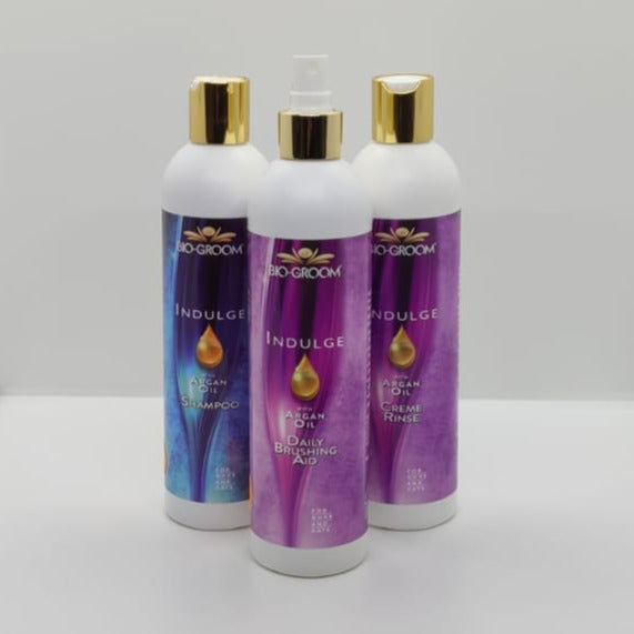 Bio Groom Indulge Serie mit Argan Öl - Shampoo, Conditioner, Spray, Katzenpflege Hundepflege