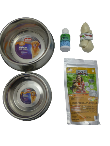 Welkas Starterset Hunde Welpen Erstausstattung Spielzeug Näpfe Schlafplatz