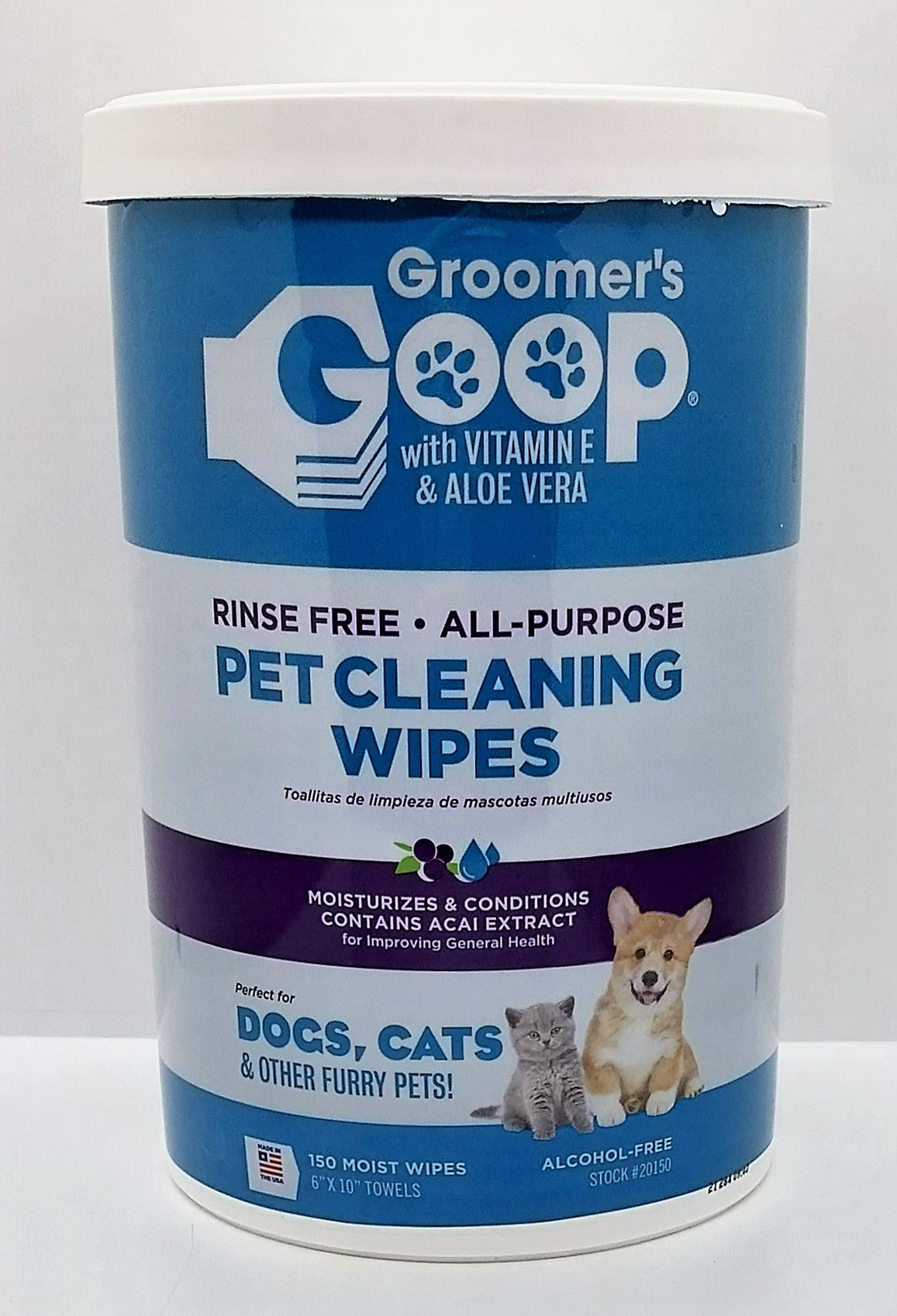 Groomer's Goop Pet Cleaning Wipes, Groomer's Goop Haustier - Reinigungstücher, 150 Stk