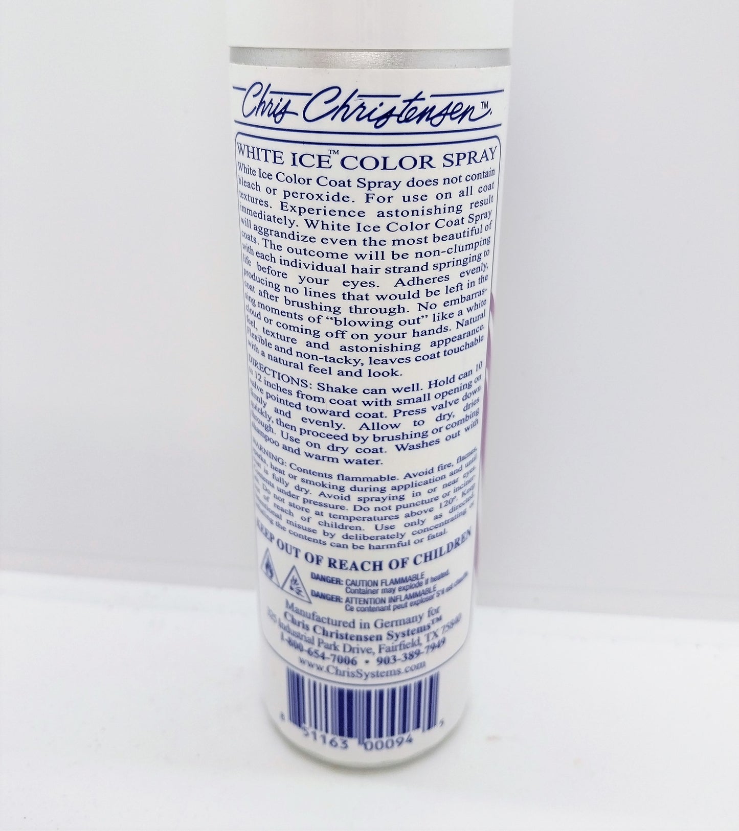 Chris Christensen White Ice Spray 125ml/3oz.