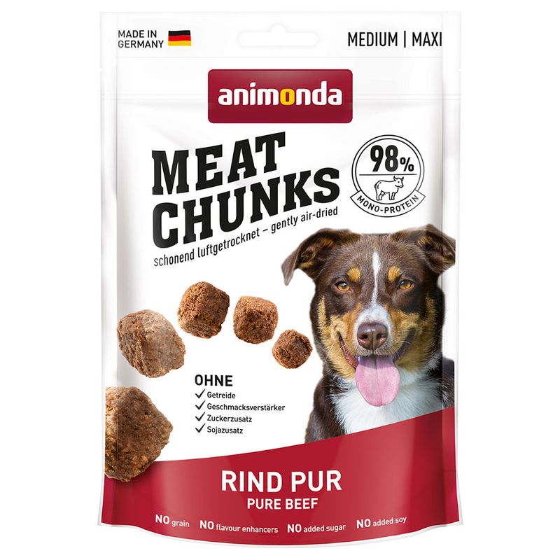 Animonda Meat Chunks Medium/Maxi, Belohnungssnack für ausgewachsene Hunde, 80 g