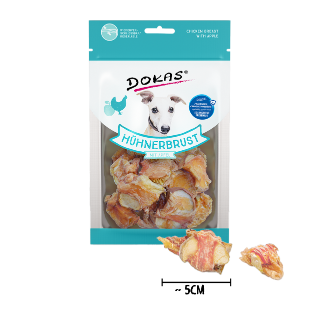 Dokas Hühnerbrust mit Apfel – Fettarmer Hundesnack mit Vitaminen 70g