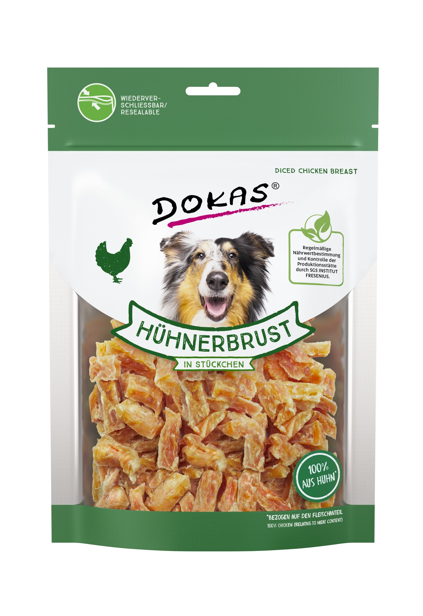 Dokas Hühnerbrust in Stückchen Hundesnack Leckerli Snack 200gr