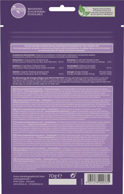 Dokas Hühnerbrust mit Banane – Fruchtiger Premium-Snack für Hunde 70gr