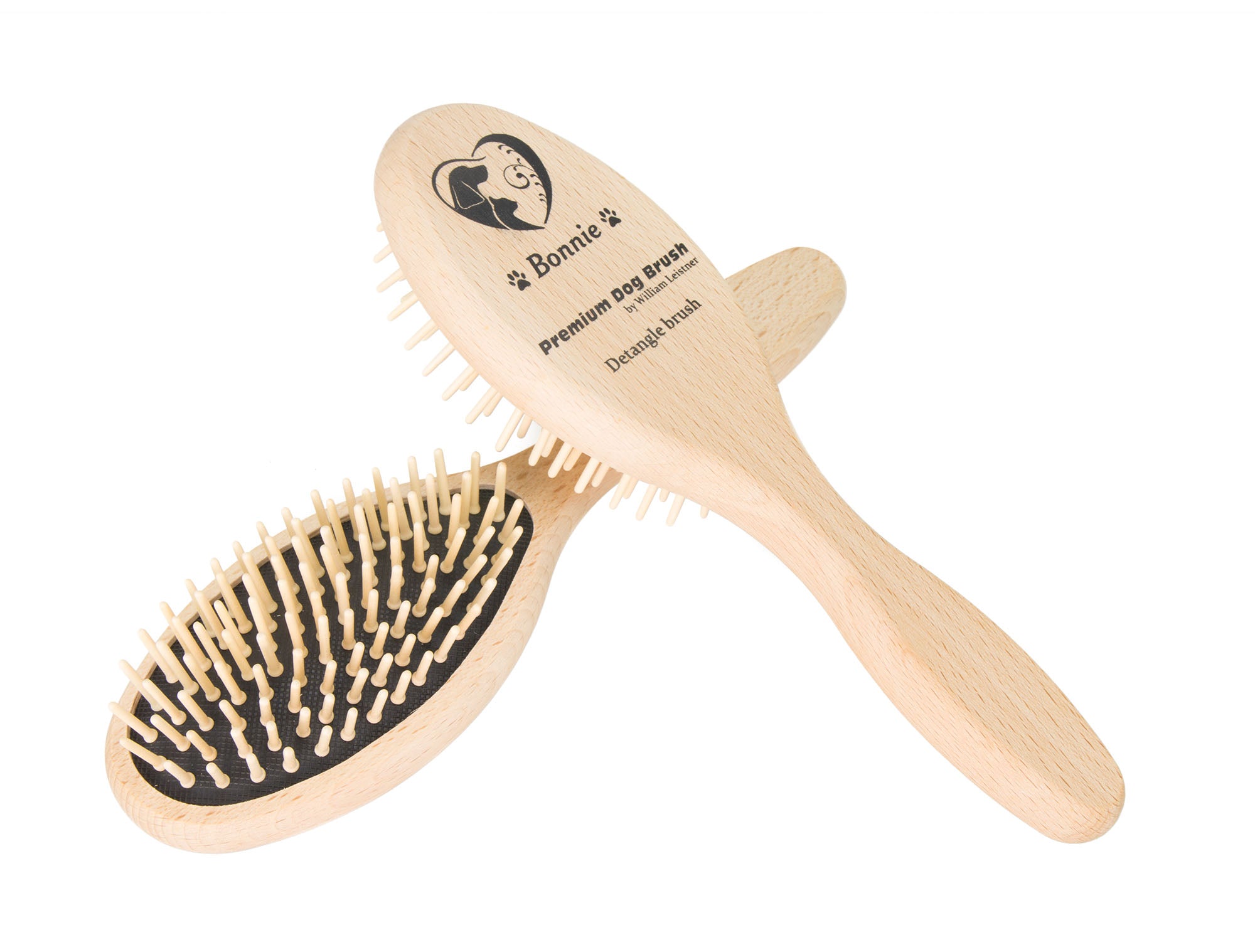 Leistner Premium Dog Brush Detangle Bonnie mit Buchenholzstiften