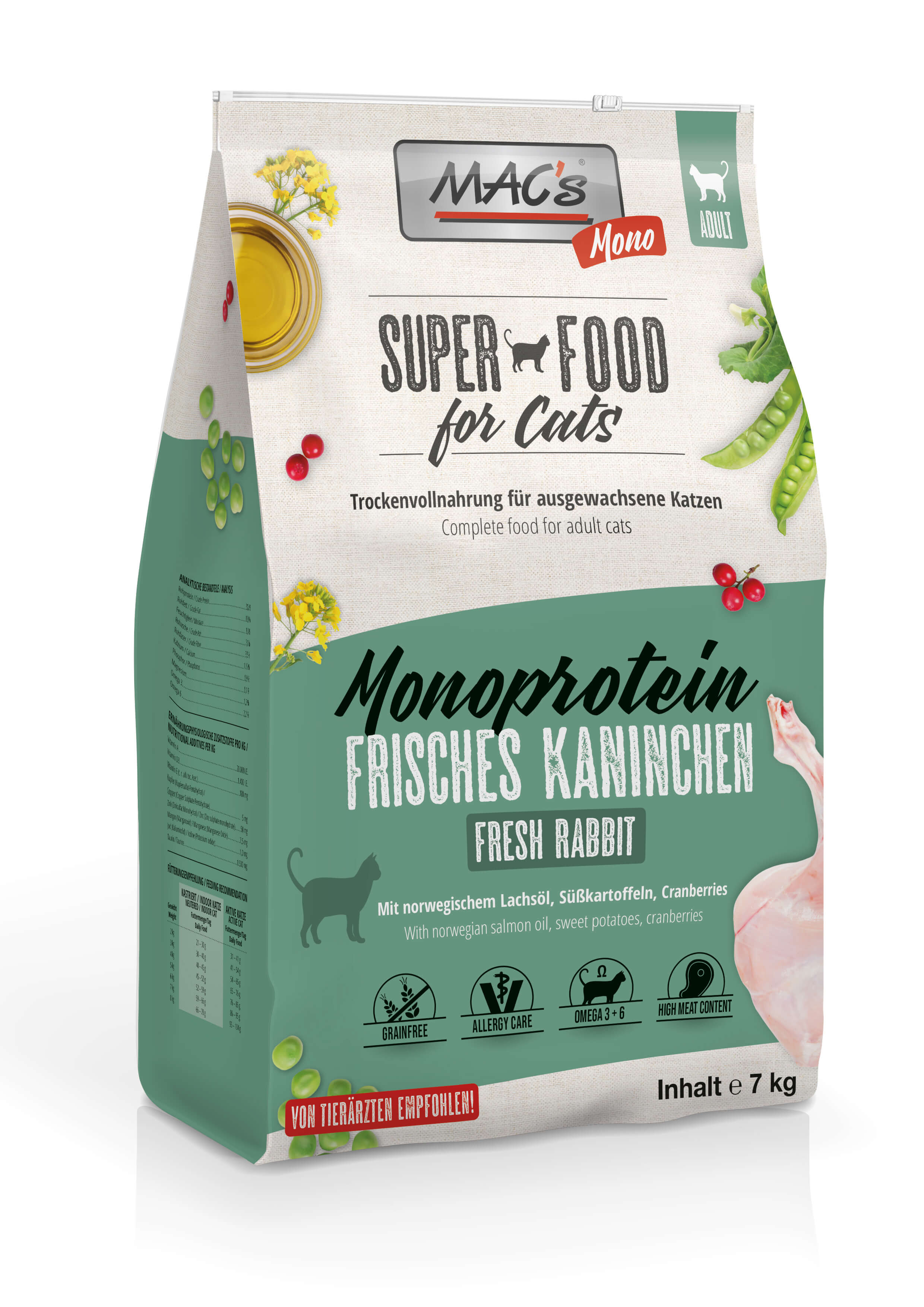MACs  Cat Mono frisches Kaninchen Trockenfutter Monoprotein