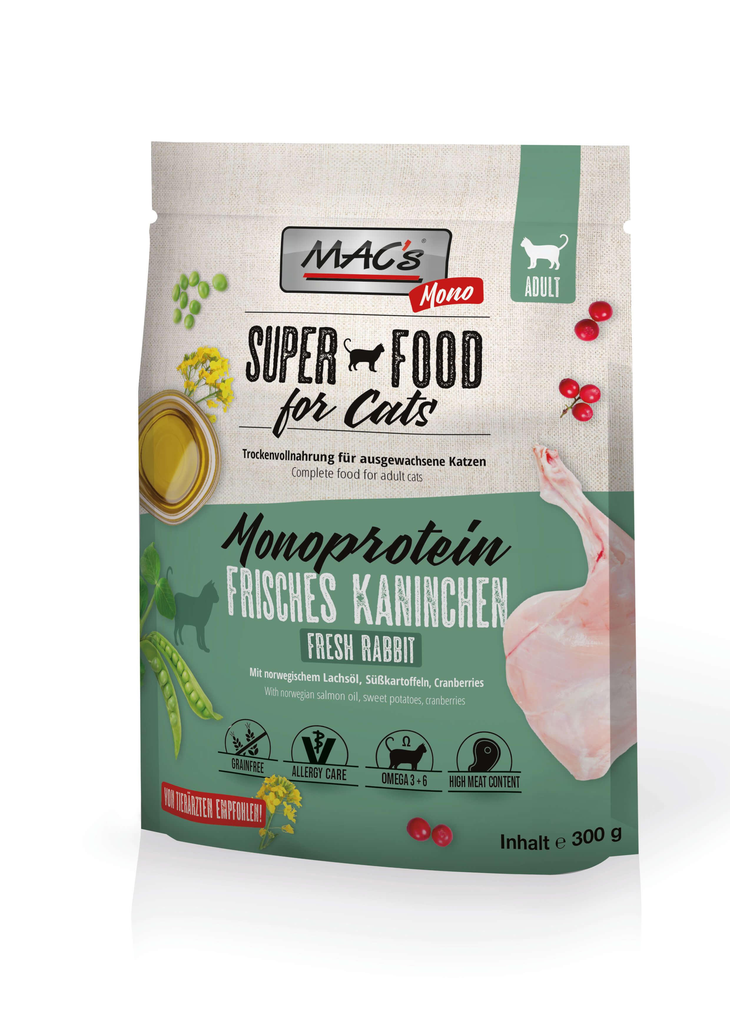 MACs  Cat Mono frisches Kaninchen Trockenfutter Monoprotein
