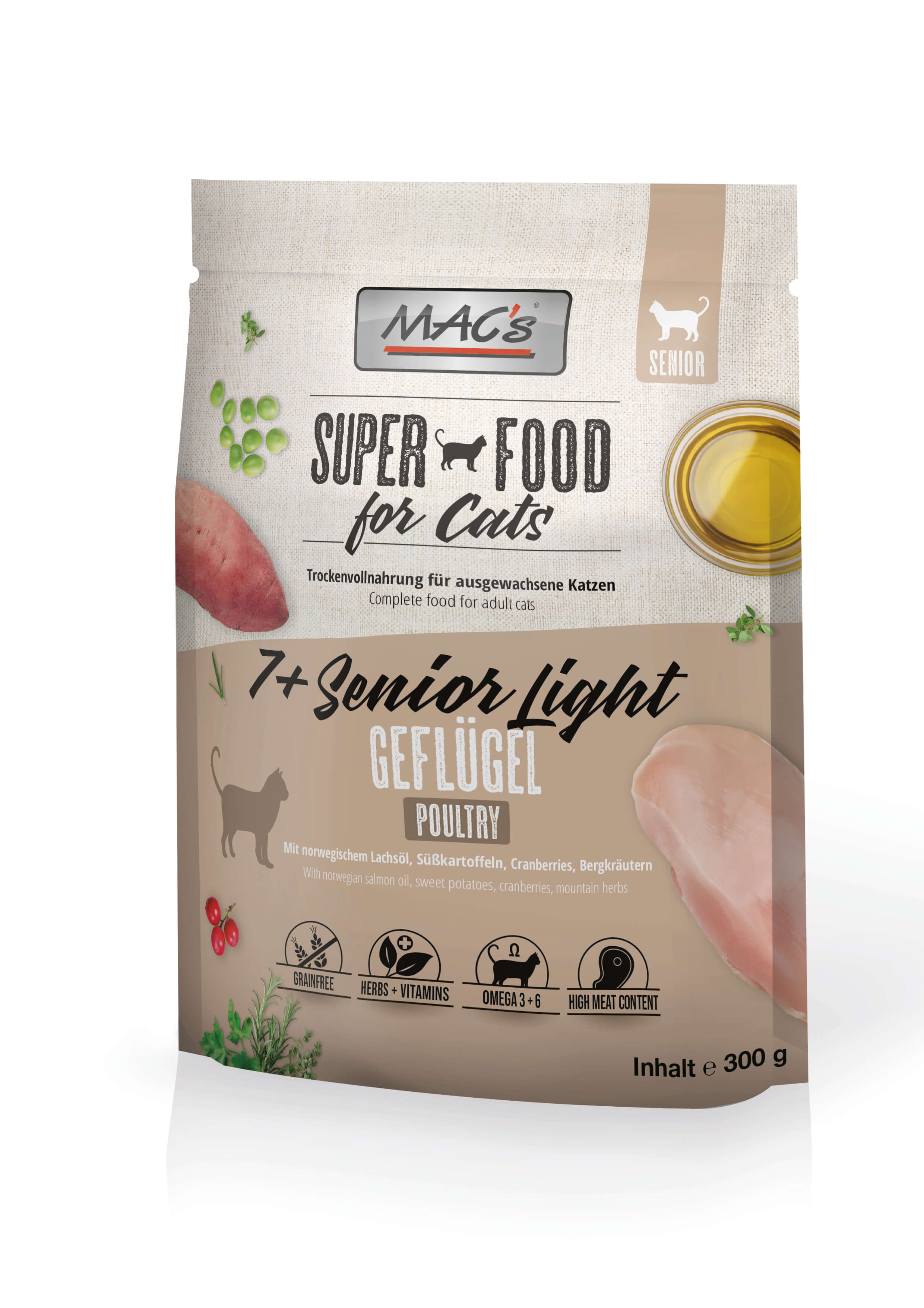 MACs Cat Trockenfutter 7+ Senior Light Geflügel Trockenfutter