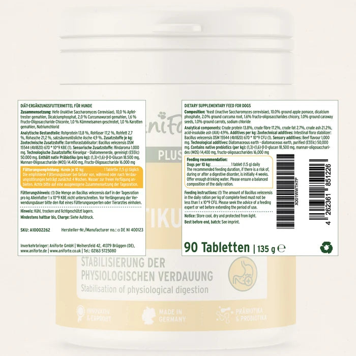 AniForte® plus Probiotikum Tabs, Probiotika und Präbiotika für den Hund, Verbesserung der Kotqualität, 90 Tabs