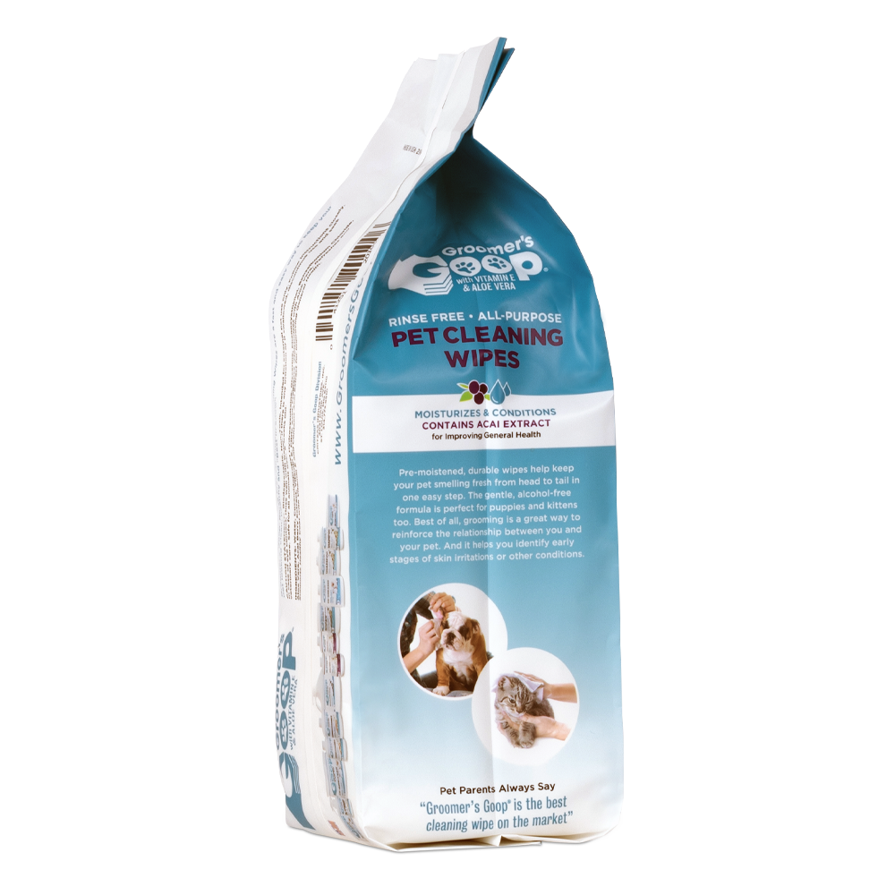 Groomer's Goop Pet Wipes Feuchte Pflegetücher mit Açaí-Extrakt – Sanfte Reinigung für Hund & Katze