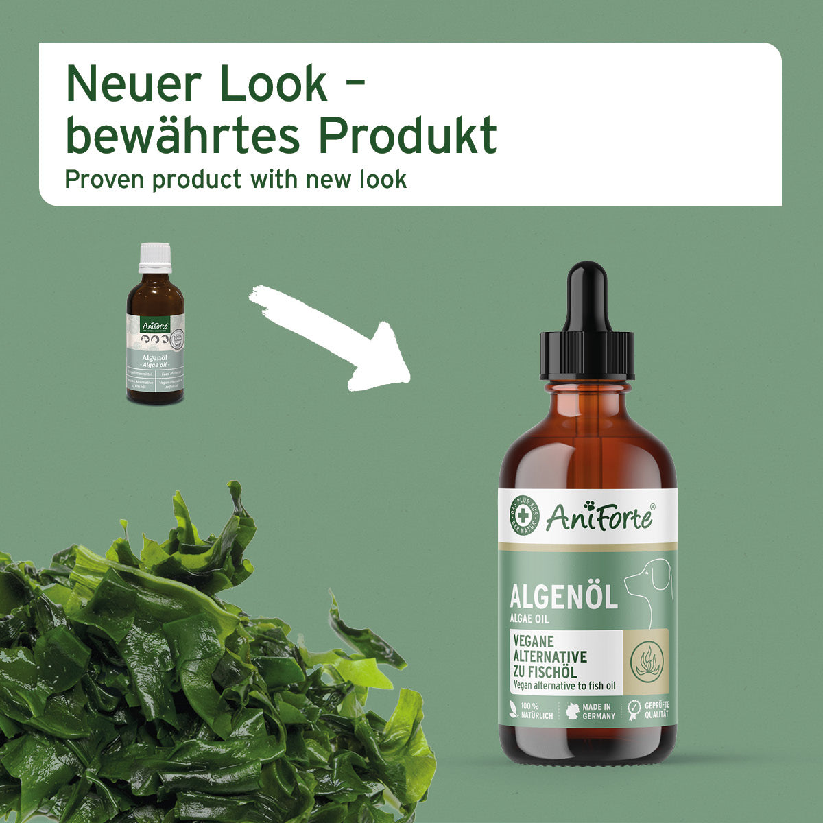 AniForte Algenöl Omega-3 für Haut & Stoffwechsel Vegan Hund, Katze, Pferd 50ml