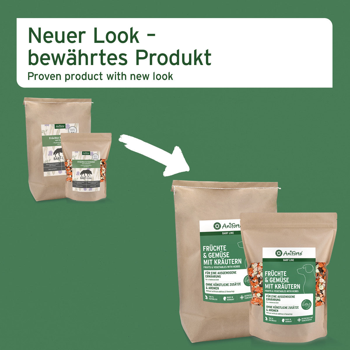 Aniforte BARF-Line Früchte & Gemüse mit Kräutern - Glutenfreie Flocken für Hunde