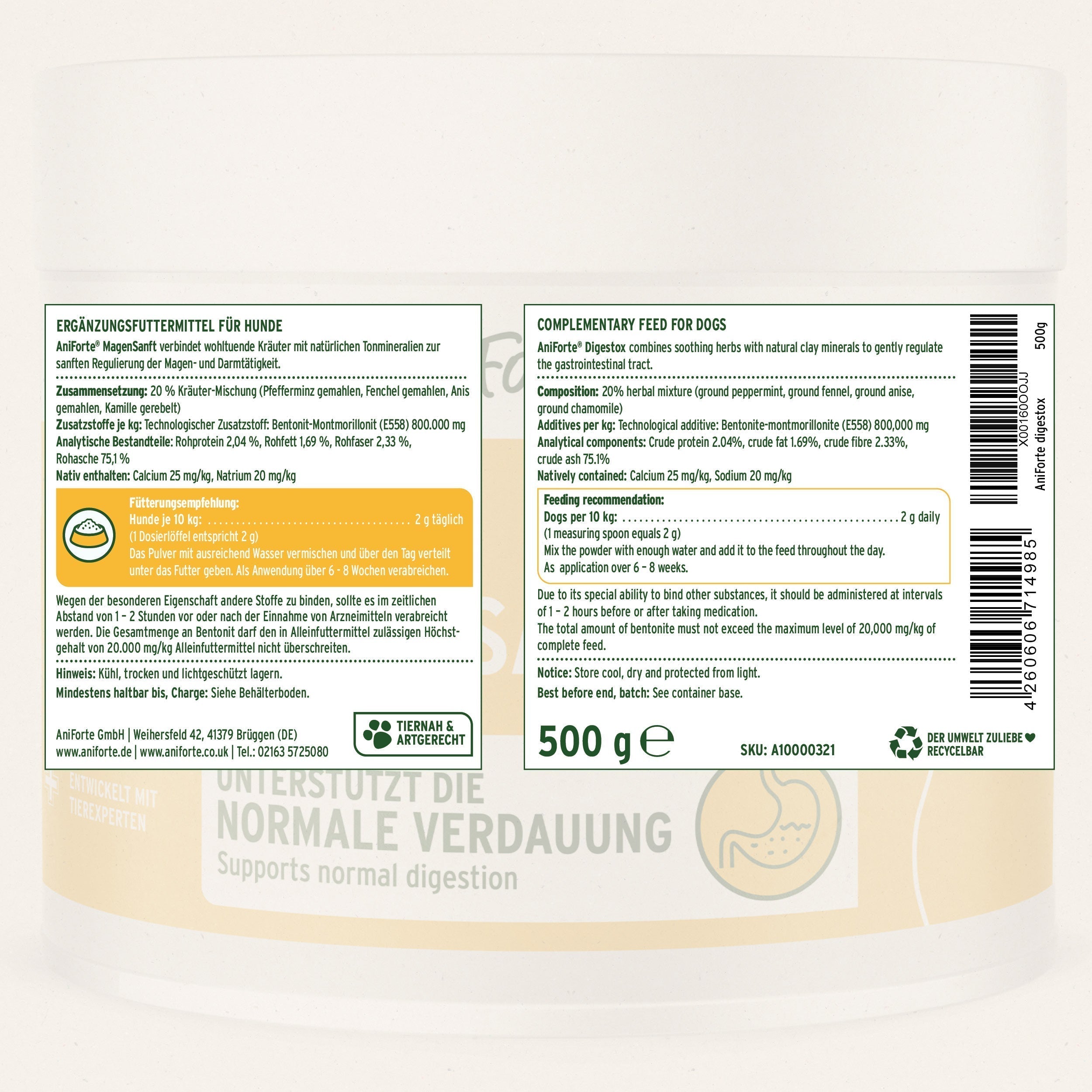 Aniforte MagenSanft Magenpulver für Hunde – Verdauungs- & Magen-Darm-Pflege