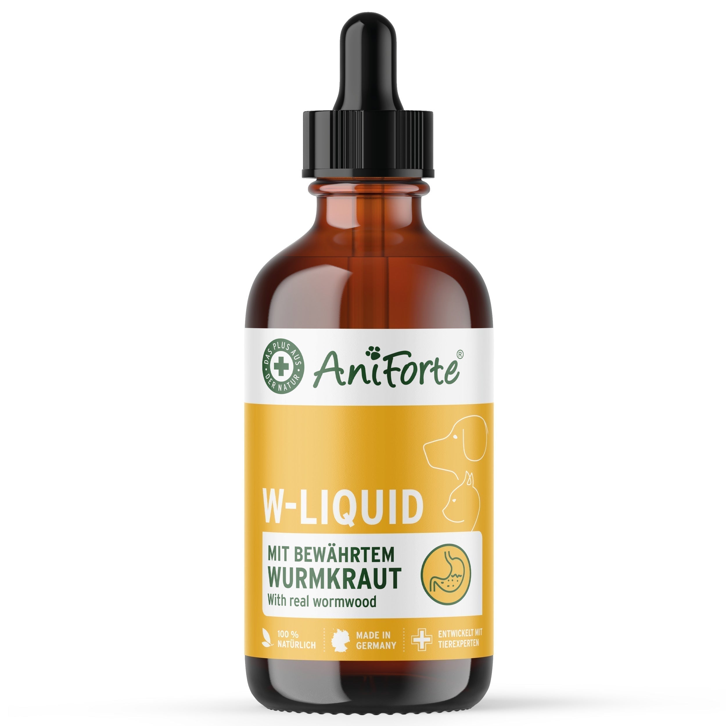 AniForte W-Liquid, Unterstützung für die Darmabwehr mit Wurmkraut Hunde, Katzen und Kleintiere, 50 ml