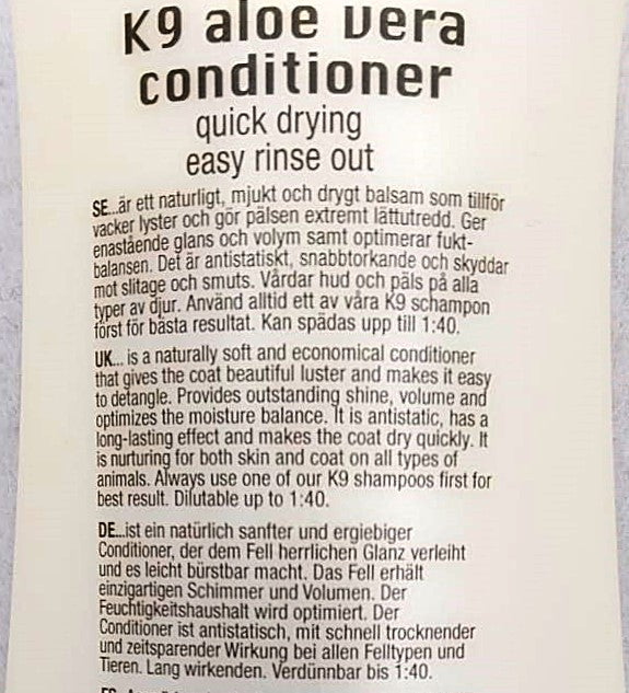 K9 Competition Aloe Vera Shampoo/Conditioner für sensible Haut von Hund und Katze, 300ml
