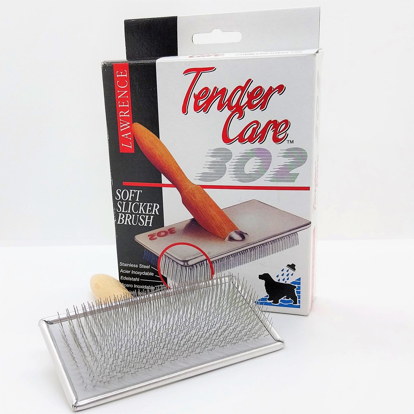 Lawrence Tender Care Soft Slicker Brush 302, speziell auch für nasses Hundefell, Katzenfell
