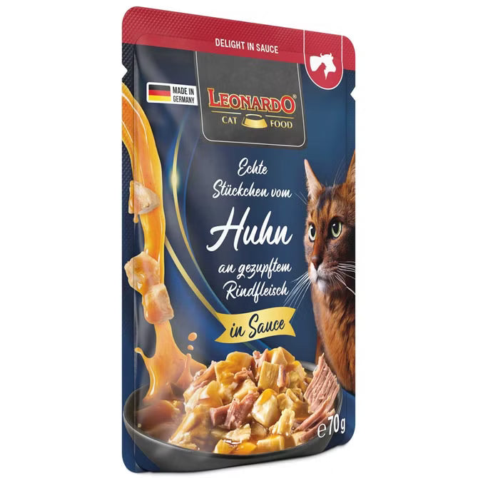 LEONARDO Delight in Sauce Huhn an gezupftem Rindfleisch 70 g