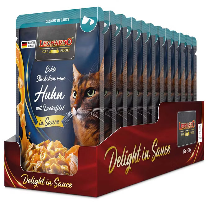 LEONARDO Delight in Sauce Huhn mit Lachsfilet 16 x 70 g