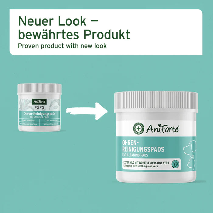 AniForte Ohren-Reinigungspads, schonende Ohrenpflege mit Aloe Vera für Hunde & Katzen, 100 Stück