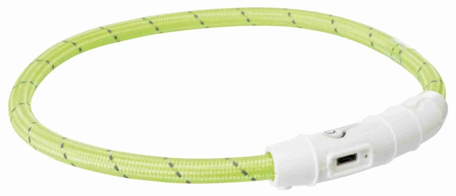 TRIXIE Flash Leuchtring USB – Leuchthalsband zuschneidbar, spritzwassergeschützt, bis 400m sichtbar