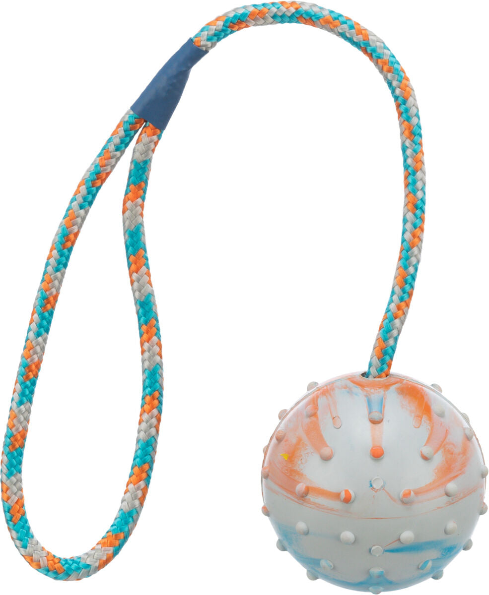 Trixie Ball mit Schnur Hundespielzeug Gummiball Wurfspielzeug Beißspielzeug Hund